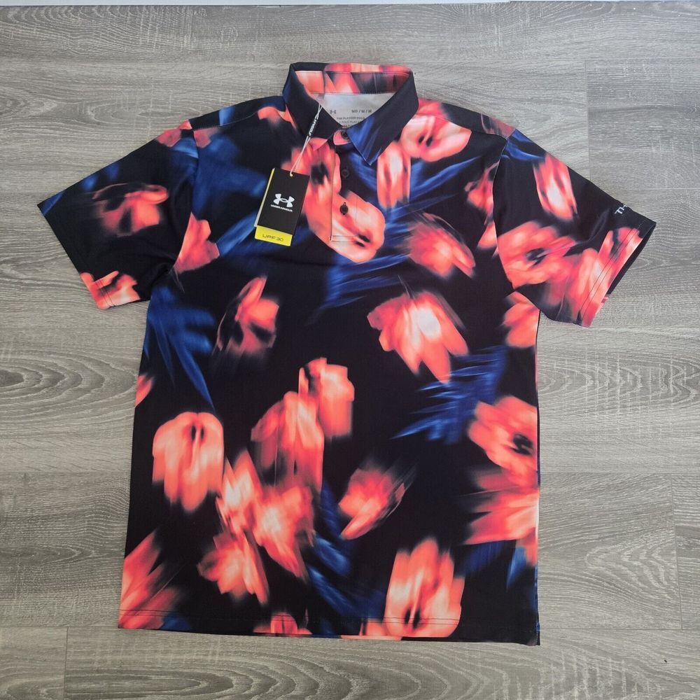 Under Armour Golf Polo Shirt Mens M Printed Playoff NWT